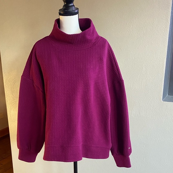 CALIA Raspberry Textured Pullover 1X - Picture 1 of 8